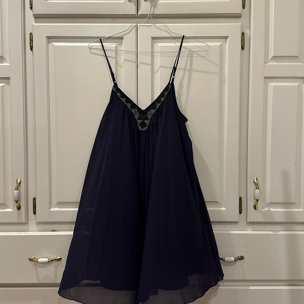 Flowy navy beaded dress